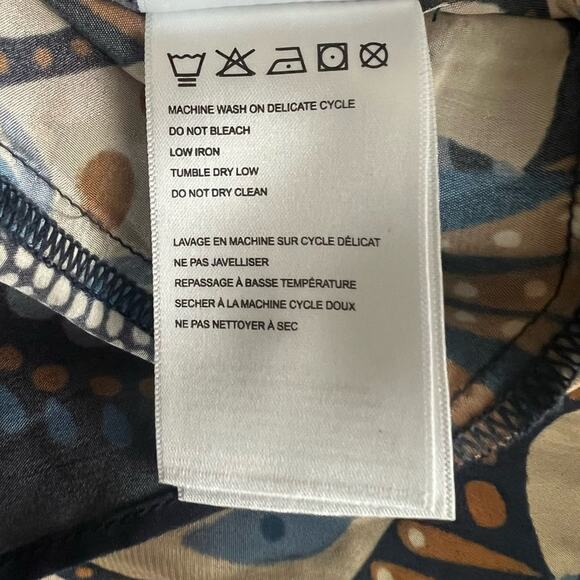 Farm Rio Anthro Women’s Cocopalm Flutter Sleeve Beige Blue  Print Maxi Dress XS - Picture 13 of 15